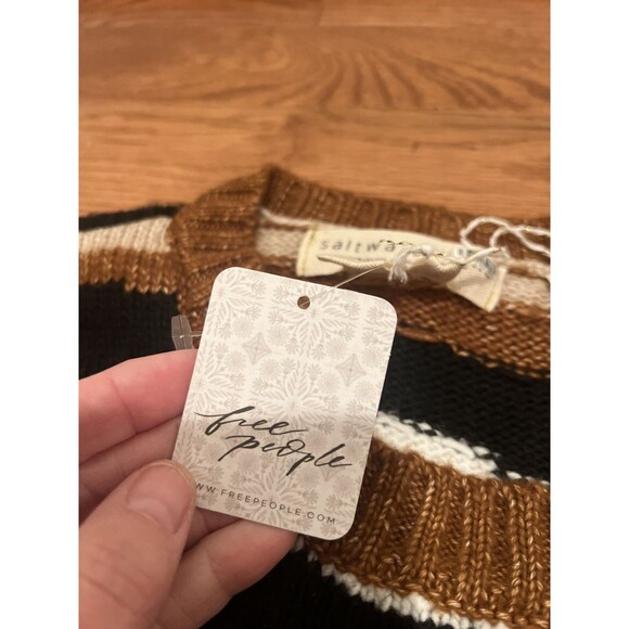 Saltwater Luxe Free People Abstract Stripe Sweater Women XS Modern Boho Cozy NEW - Picture 7 of 8